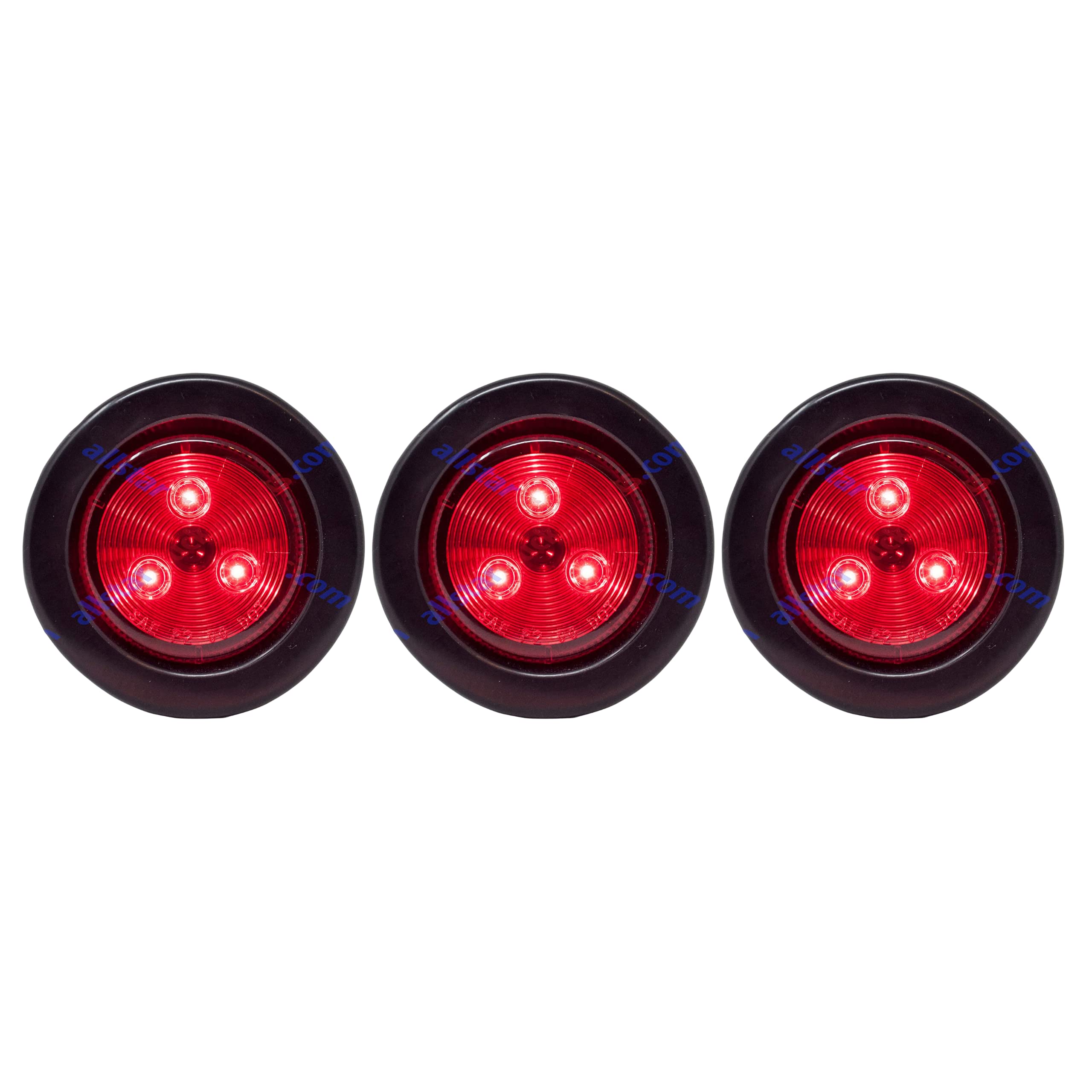 Red/Amber 2" Round Trailer 9 LED Clearance Side Marker Lights [DOT FMVSS 108] [SAE P2] [Reflector Lens] [Grommet+Plug] [Flush-Mount] [Waterproof IP67] Marker Clearance Lights Trailer Truck