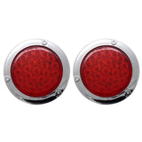 Red/White/Amber 4" Round LED Trailer Tail Light 24 LED Chrome Bezels Stop Turn Tail Brake Signal/Reverse Backup/Marker Lights Trucks Trailer RV Camper Dump Truck Waterproof