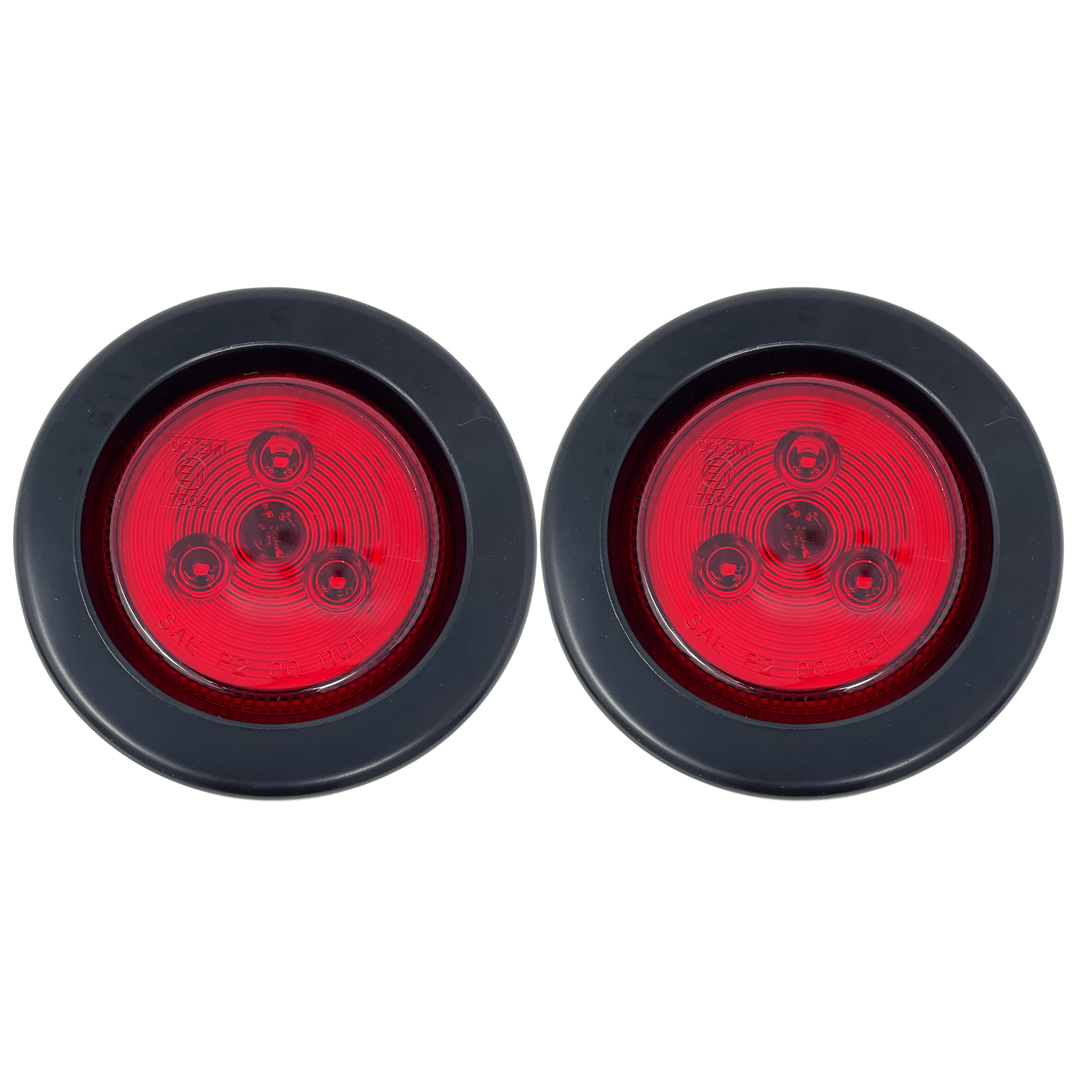 All Star Truck Parts] 2.5" Red/Amber 3 LED Round Side Marker Clearance Lights Grommet Flush Mount, Sealed Truck Trailer with Reflex Lens, IP67 Waterproof- Super Bright DOT SAE P2 FMVSS 180