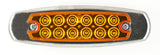 6.2" LED Marker Clearance Light 12 LED Amber/Red Trailer Lights Surface Mount Sealed Amber/Red Rectangular Spyder Fish Shape Marker Clearance Lights Stainless Steel Rim Bezel (4x Amber)