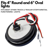 20X 3 Wire Plug Truck Trailer Light Plug Molded 3 Prong Pigtail Harness Connector for Stop Turn Tail Reverse Brake Backup for Sealed 4" Round 6' Oval Light 12V Red White Black Wires 16AWG, 9" Length