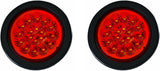 4" Round LED Trailer Tail Light 18 LED Red/White/Amber Stop Turn Tail Reverse Backup Running Lights w/Rubber Grommet Direct Wiring for Trucks Trailer RV Boat IP67 Waterproof DOT/SAE Approved 12V