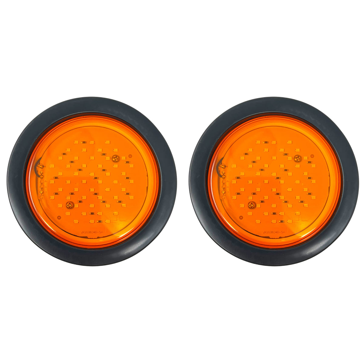 All Star Truck Parts] 2pcs 4" Inch Round Super Bright 52 LED Diodes Mid Turn Mid Ship Signal Tail Sealed Lights Amber Assembly Rubber Mount for Trucks Trailers RV Boat Waterproof