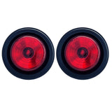 All Star Truck Parts 2" Round Red 9 LED Light Trailer Side Marker Clearance Identification Grommet & 2 Wire Plug/Pigtails Flush Mount