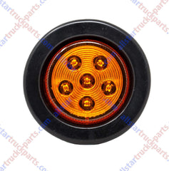 2.5/2-1/2" Round 6 LED Red/Amber Light Truck Trailer Side Marker Clearance Grommet Pigtail Plug Kit