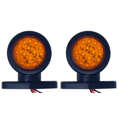 All Star Truck Parts 2pc Amber/Red 32-LED Double Face Rubber Surface Mount Pedestal Fender Side Marker Light Truck Trailer Flatbed Cargo - Left and Right Rugged Waterproof 12V IP67 SUPER BRIGHT