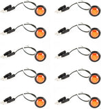 Qty 10-3/4" AMBER 3 LED CLEARANCE SIDE MARKER BULLET LIGHTS BLACK RING TRAILER