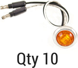 Qty 10-3/4" AMBER 3 LED CLEARANCE SIDE MARKER BULLET LIGHTS CHROME RING TRAILER