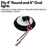 3 Wire Plug Truck Trailer Light Plug Molded 3 Prong Pigtail Harness Connector Right Angle for Stop Turn Tail Reverse Brake Backup for Sealed 4" Round 6' Oval Light 12V Red White Black Wires 16AWG 11"