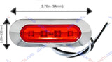 3.7" Oval Bar Style LED Lights Chrome Side/Rear Marker Clearance Truck Trailer Boat CAB RV Amber/Red Lens [4 LEDs] [Chrome Bezel] [IP 67 Submersible Waterproof]