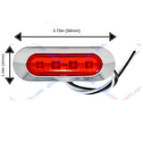 3.7" Oval Bar Style LED Lights Chrome Side/Rear Marker Clearance Truck Trailer Boat CAB RV Amber/Red Lens [4 LEDs] [Chrome Bezel] [IP 67 Submersible Waterproof]