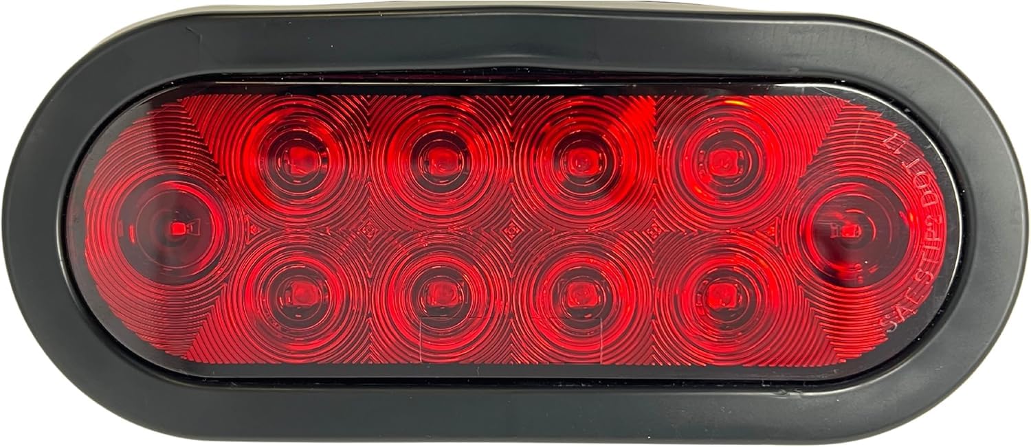 Red/White/Amber 6" Oval 10 LED Trailer Stop Turn Tail Light Kit DOT Certified Grommets Plugs IP67 Waterproof Mid Turn Parking Reverse Back Up Signal Headache Rack Backrack