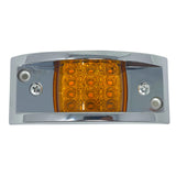 All Star Truck Parts Amber Rectangular 4-4/5" Armored-Style Clearance Side Marker Light Chrome 12LED, Rectangle Led Trailer Clearance Lights, Surface Mount Led Lights