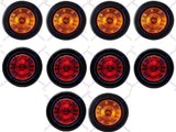 2.5" Round 12 LED Light Truck Trailer Side Marker Clearance Kit 5 Red & 5 Amber