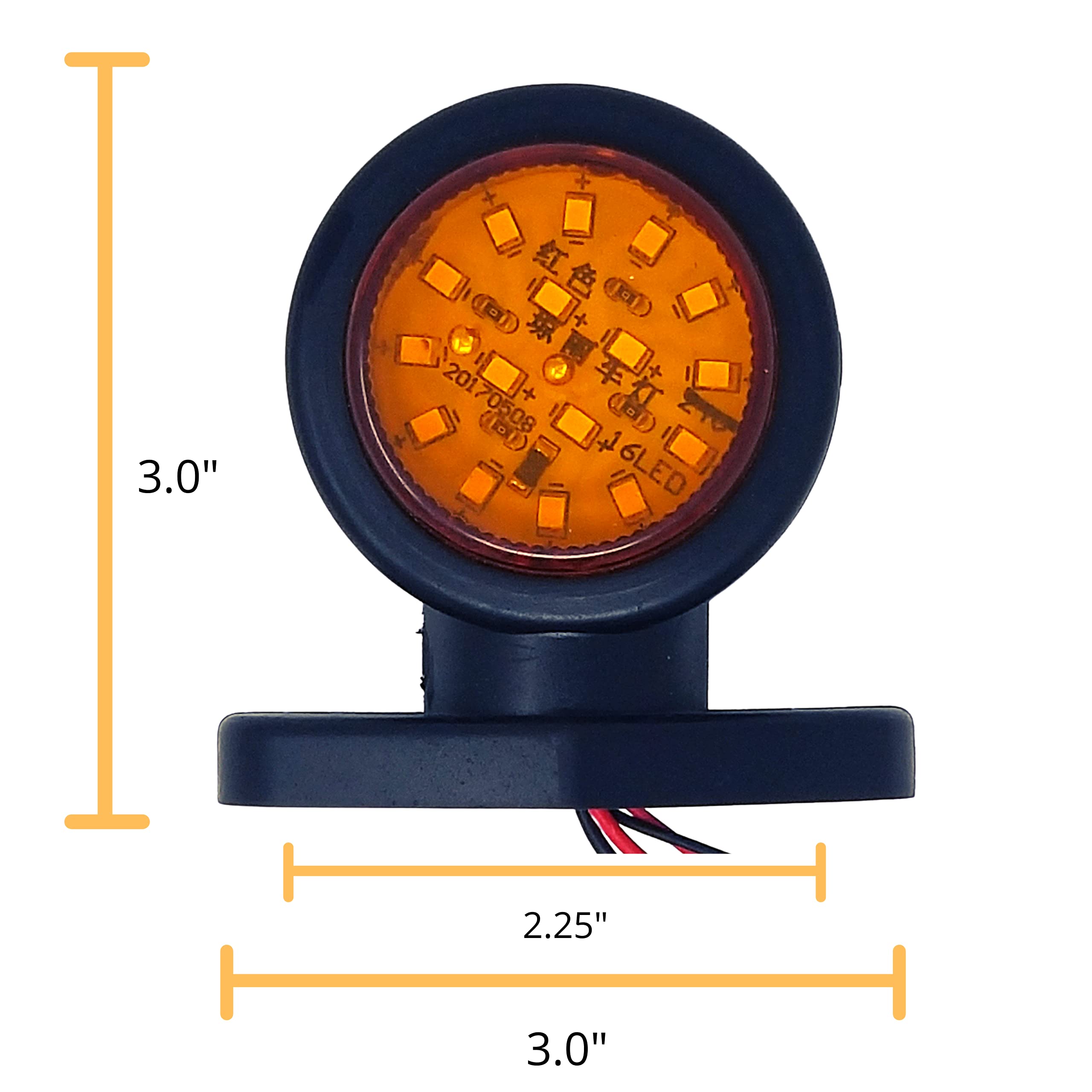 All Star Truck Parts 2pc Amber/Red 32-LED Double Face Rubber Surface Mount Pedestal Fender Side Marker Light Truck Trailer Flatbed Cargo - Left and Right Rugged Waterproof 12V IP67 SUPER BRIGHT