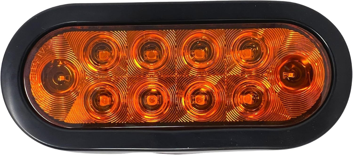 Red/White/Amber 6" Oval 10 LED Trailer Stop Turn Tail Light Kit DOT Certified Grommets Plugs IP67 Waterproof Mid Turn Parking Reverse Back Up Signal Headache Rack Backrack