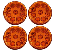 All Star Truck Parts 4 PC 3-1/7" Round LED Light Chrome Side Marker Clearance S/T/T 3 Wire Design [2 Screw Surface Mount] [9 LEDs] [Chrome Base] [IP 67] for Trailers - Red/Amber