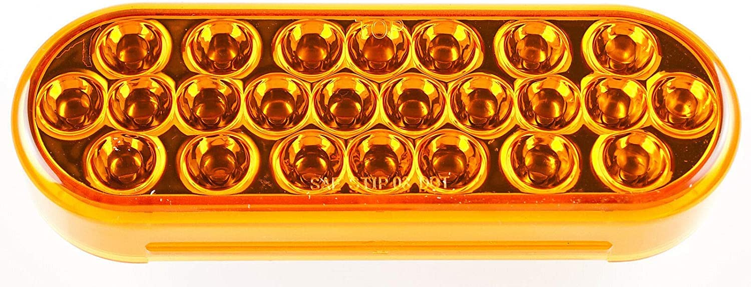 All Star Truck Parts Amber 6" Oval 24 LED Trailer Signal Mid Turn Stop Turn Tail Mid Ship Indicator Light DOT/SAE Certified IP67 Waterproof Headache Rack Backrack Truck Camper RV Flatbed 12V Bright