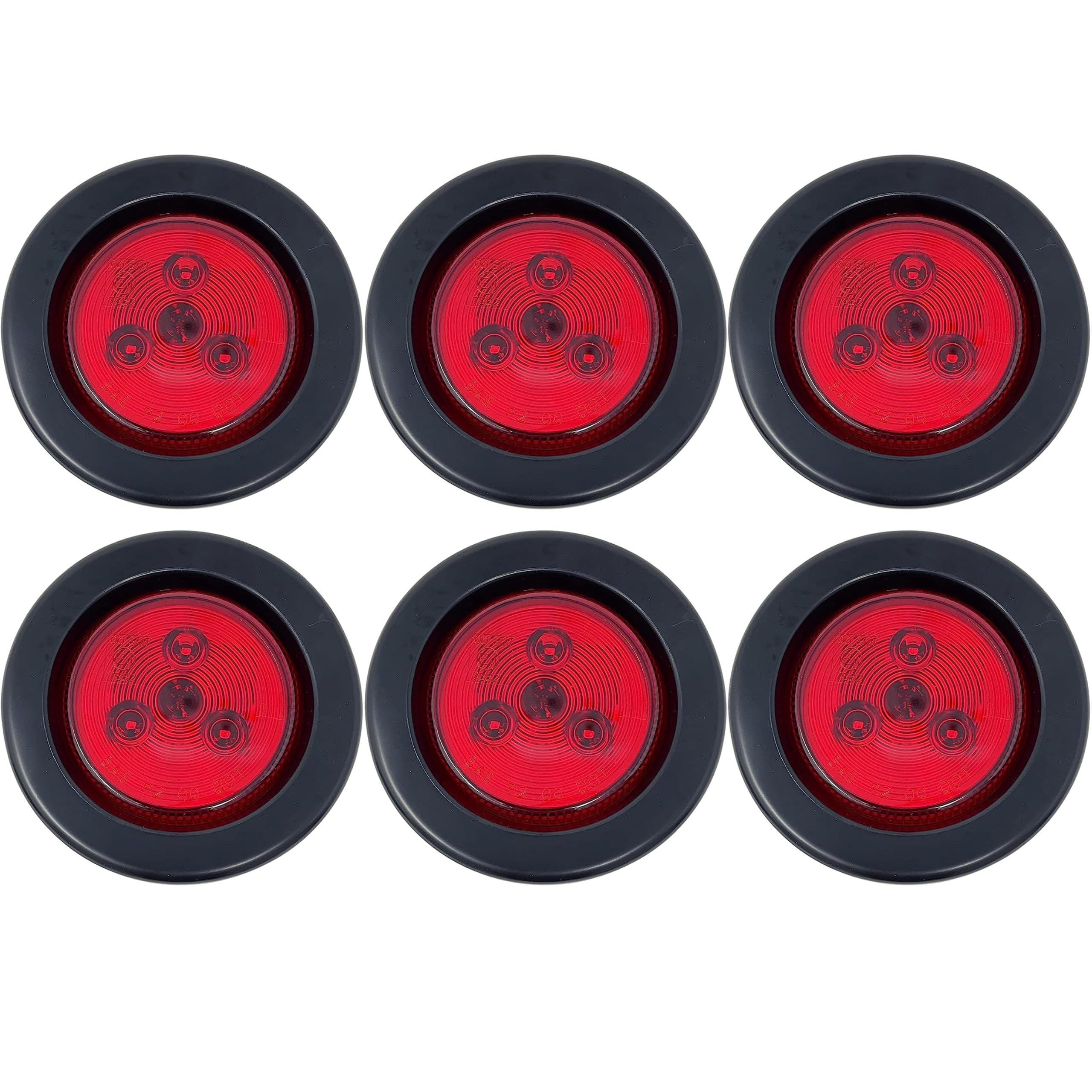 All Star Truck Parts] 2.5" Red/Amber 3 LED Round Side Marker Clearance Lights Grommet Flush Mount, Sealed Truck Trailer with Reflex Lens, IP67 Waterproof- Super Bright DOT SAE P2 FMVSS 180