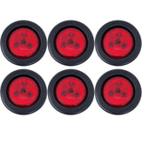 All Star Truck Parts] 2.5" Red/Amber 3 LED Round Side Marker Clearance Lights Grommet Flush Mount, Sealed Truck Trailer with Reflex Lens, IP67 Waterproof- Super Bright DOT SAE P2 FMVSS 180