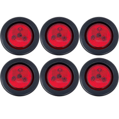 All Star Truck Parts] 2.5" Red/Amber 3 LED Round Side Marker Clearance Lights Grommet Flush Mount, Sealed Truck Trailer with Reflex Lens, IP67 Waterproof- Super Bright DOT SAE P2 FMVSS 180