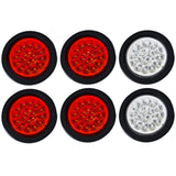 4" Round LED Trailer Tail Light 18 LED Red/White Stop Turn Tail Reverse Backup Running Lights w/Rubber Grommet Direct Wiring for Trucks Trailer RV Boat IP67 Waterproof DOT/SAE Approved 12V