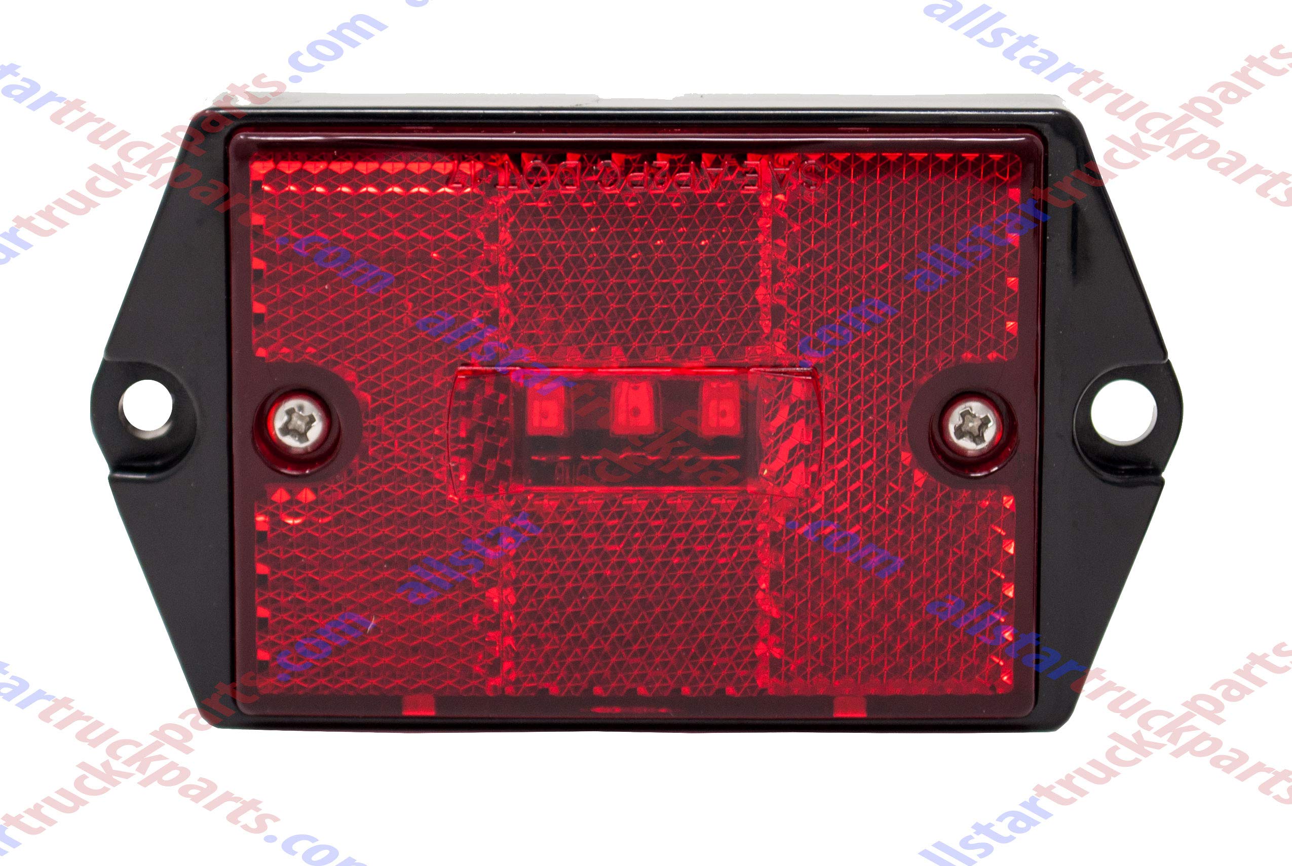 [ALL STAR TRUCK PARTS] Square Red/Amber 3-LED Marker Light Reflectorized Lens Surface Mount, 2-4/5" Rectangular Truck Trailer Towing Led Light Side Reflector Reflex Accessories