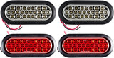 Red/White/Amber 4" Round 24 LED Stop Turn Tail Light Reverse Backup Parking Running Lights 3 Wire Pigtail Plug Grommet Trucks Trailer RV Boat Camper Dump Truck IP67 Waterproof DOT Certified 12V