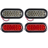 All Star Truck Parts [Red/White/Amber 6" Oval 24 LED Trailer Tail Light Kit [DOT Certified] [with Grommets & Plugs] [IP67 Waterproof] Stop Brake Turn Reverse Back Up Headache Rack Backrack Flatbed RV