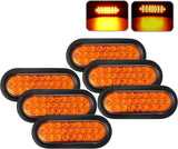 Red/White/Amber 4" Round 24 LED Stop Turn Tail Light Reverse Backup Parking Running Lights 3 Wire Pigtail Plug Grommet Trucks Trailer RV Boat Camper Dump Truck IP67 Waterproof DOT Certified 12V