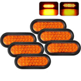 All Star Truck Parts] 6" Inch Amber Oval 24 LED Mid Turn Tail Signal Truck Light w Rubber Grommet+3 wire Pigtail Trailer Plug - DOT/SAE Approved and Marked, Waterproof, Super Bright!