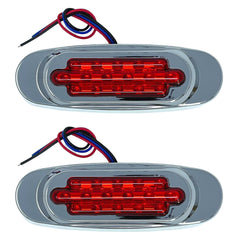 All Star Truck Parts 6.5" Inch Amber/Red/White LED Side Marker Lights Clearance Chrome Base Bezel 16 Diodes Surface Mount Led Cab Panel Lights Turn Signals Sealed Waterproof 12V