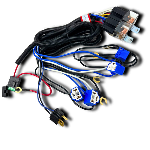 [ALL STAR TRUCK PARTS] 4-Headlight Relay Wiring Harness H4 Headlamp Light Bulb Ceramic Socket Plugs Set