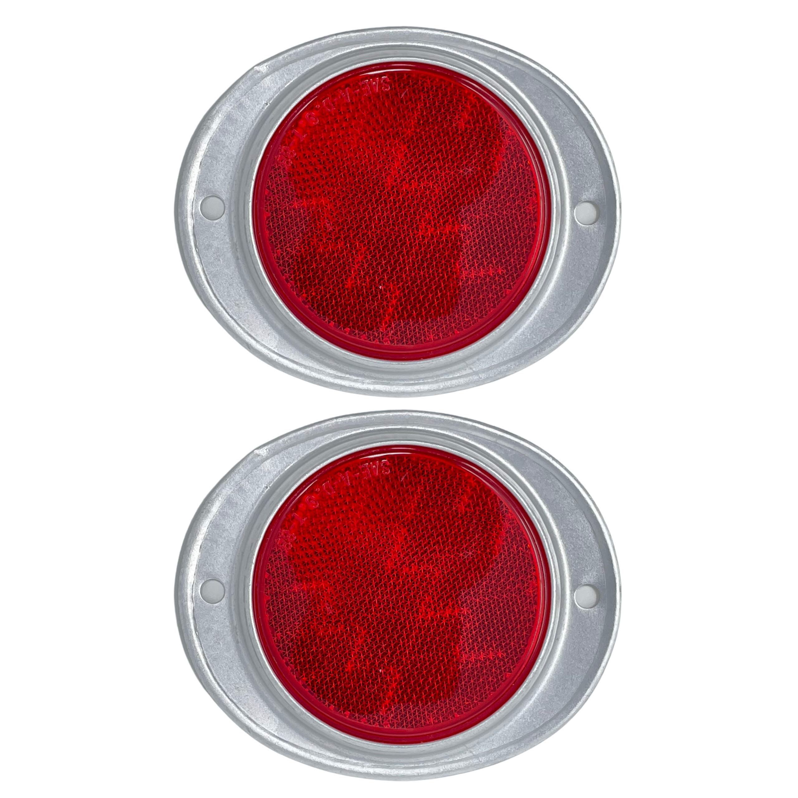 [ALL STAR TRUCK PARTS] Amber/Red 3” Round Reflector with Aluminum Base Screw On 2 Holes for Trucks, Towing, Trailers, RVs and Buses