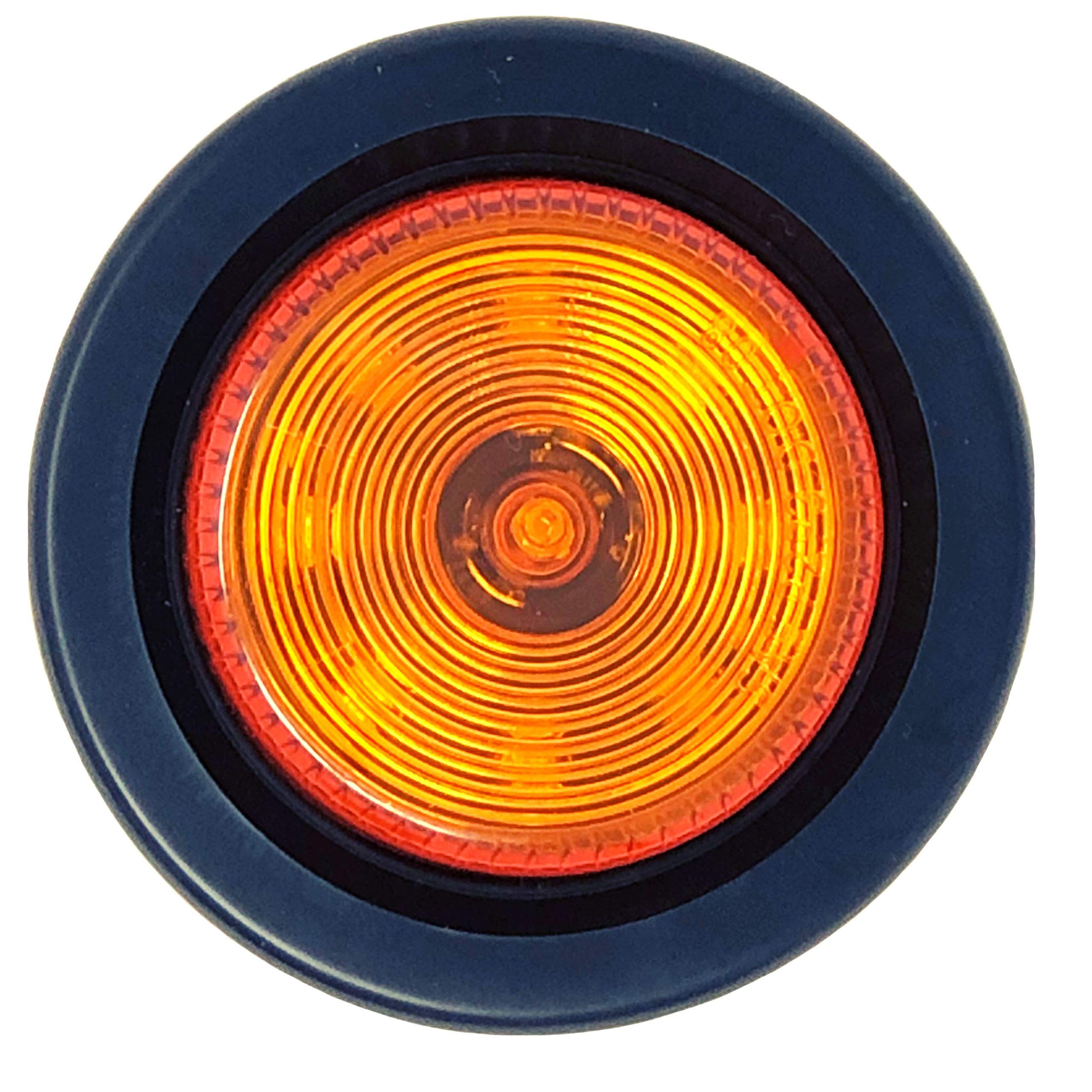 Red/Amber 2" Round Trailer 9 LED Clearance Side Marker Lights [DOT FMVSS 108] [SAE P2] [Reflector Lens] [Grommet+Plug] [Flush-Mount] [Waterproof IP67] Marker Clearance Lights Trailer Truck