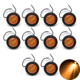 [ALL STAR TRUCK PARTS] 3/4" Round 3-Led White/Red/Amber Marker lights 2 wire Clearance Lights Black Rubber Grommet Mount Replacement for Jeep Spider Fender Marker Lights Sealed