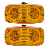 Trailer Marker LED Light Double Bullseye Amber/Red/White 12 LED Lights, Double Bullseye Tiger Eye LED Trailer Clearance Side Marker Lights, 4x2 Rectangular Rectangle Led Lights, Chrome Base 12V