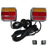 ALL STAR TRUCK PARTS 26 LED Magnetic Trailer Light Kit 2PCS LED Trailer Light Universal Running Brake Turn License Light IP68 Waterproof Adsorbed Magnet 24ft Cable 7-pin 5-pin Plug Red Clear Lens