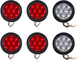 4" Inch 7 LED Round Stop/Backup/Reverse Truck Trailer Tail Light Kit w. Grommet & Pigtail