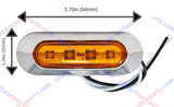 3.7" Oval Bar Style LED Lights Chrome Side/Rear Marker Clearance Truck Trailer Boat CAB RV Amber/Red Lens [4 LEDs] [Chrome Bezel] [IP 67 Submersible Waterproof]