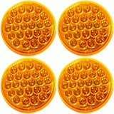 [4x] 4" Round Amber LED Trailer Tail Light 24 LED Stop Turn Signal Brake Marker Running Lights w/ 3 Wire Pigtail Plug Trucks Trailer RV Boat Dump Truck Camper [IP67 Waterproof] [DOT Certified] [12V]