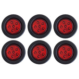 2.5/2-1/2" Round 6 LED Red/Amber Light Truck Trailer Side Marker Clearance Grommet Pigtail Plug Kit