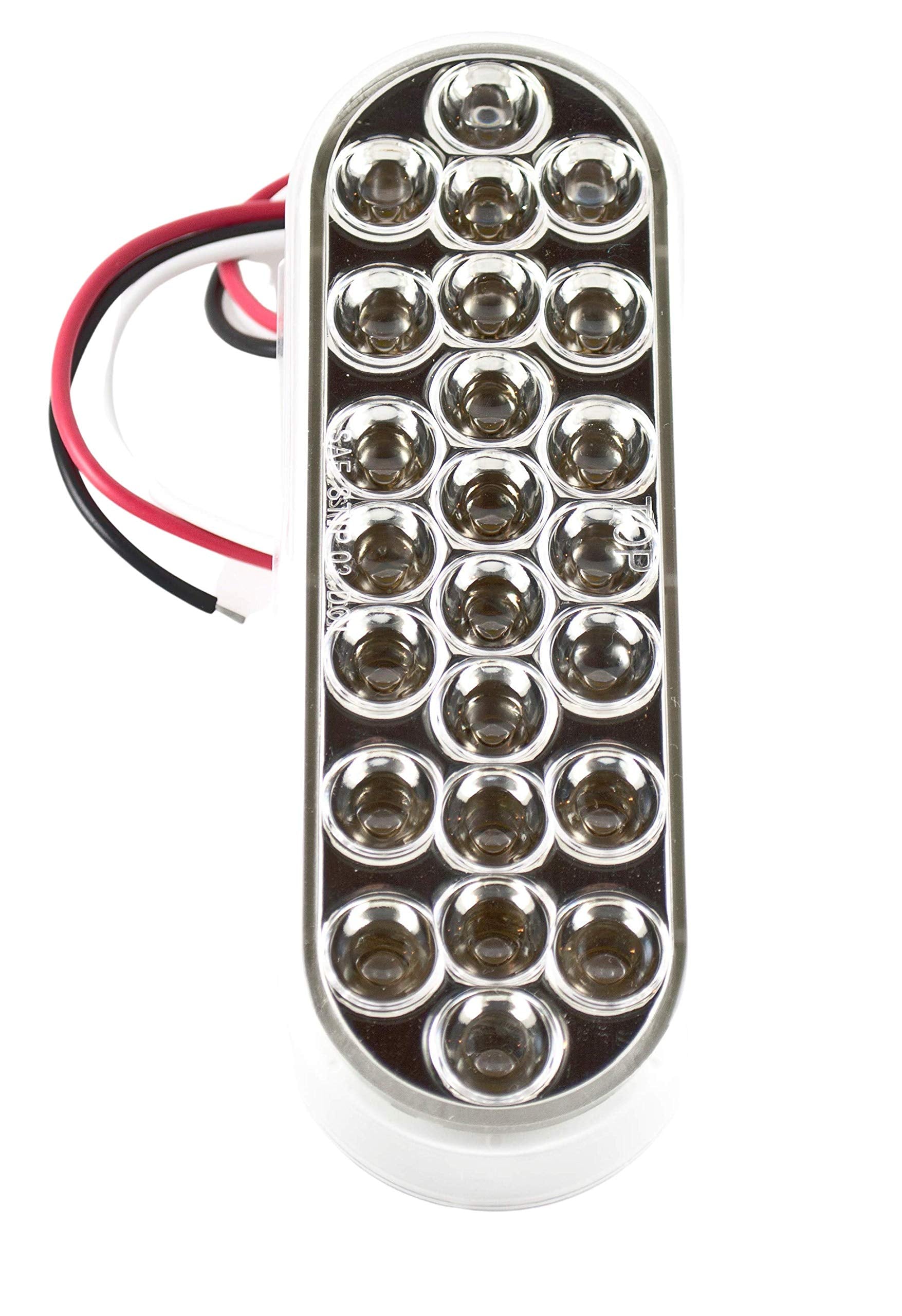 [ALL STRUCK PARTS] 6" Inch White Oval 24 LED Backup Reverse Tail Trailer Light and 3-Wire Trailer Plug - Qty 2. DOT/SAE Approved and Marked, Waterproof, High Intensity LED's