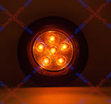 2.5/2-1/2" Round 6 LED Red/Amber Light Truck Trailer Side Marker Clearance Grommet Pigtail Plug Kit