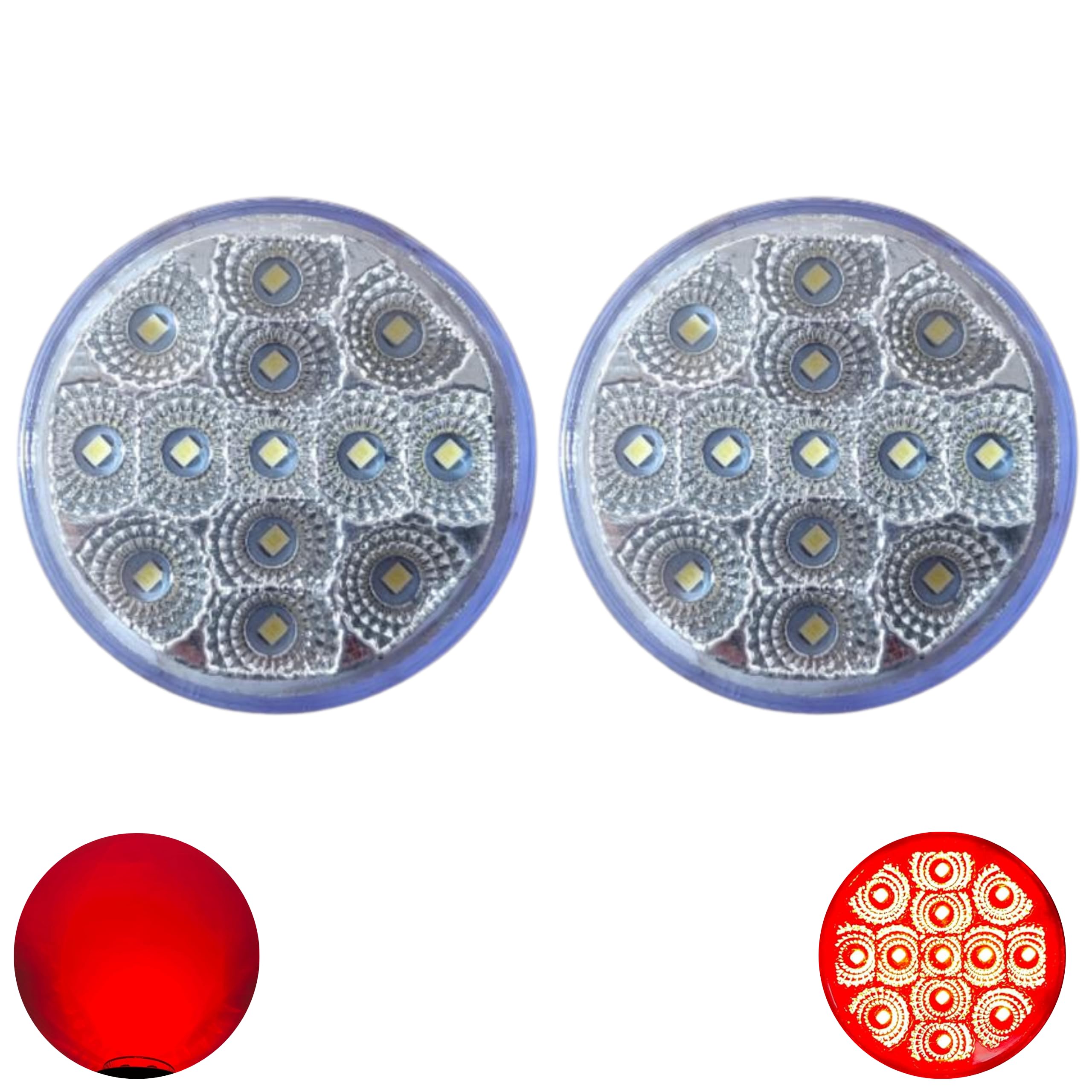 All Star Truck Parts 2.5" Round Red/Amber Led Clearance Side Marker Lights 13 LED Diodes Clear Lens ID Truck Utility Trailer RV UTE UTV Tractor Flush Mount Sleeper Waterproof 12V Sealed