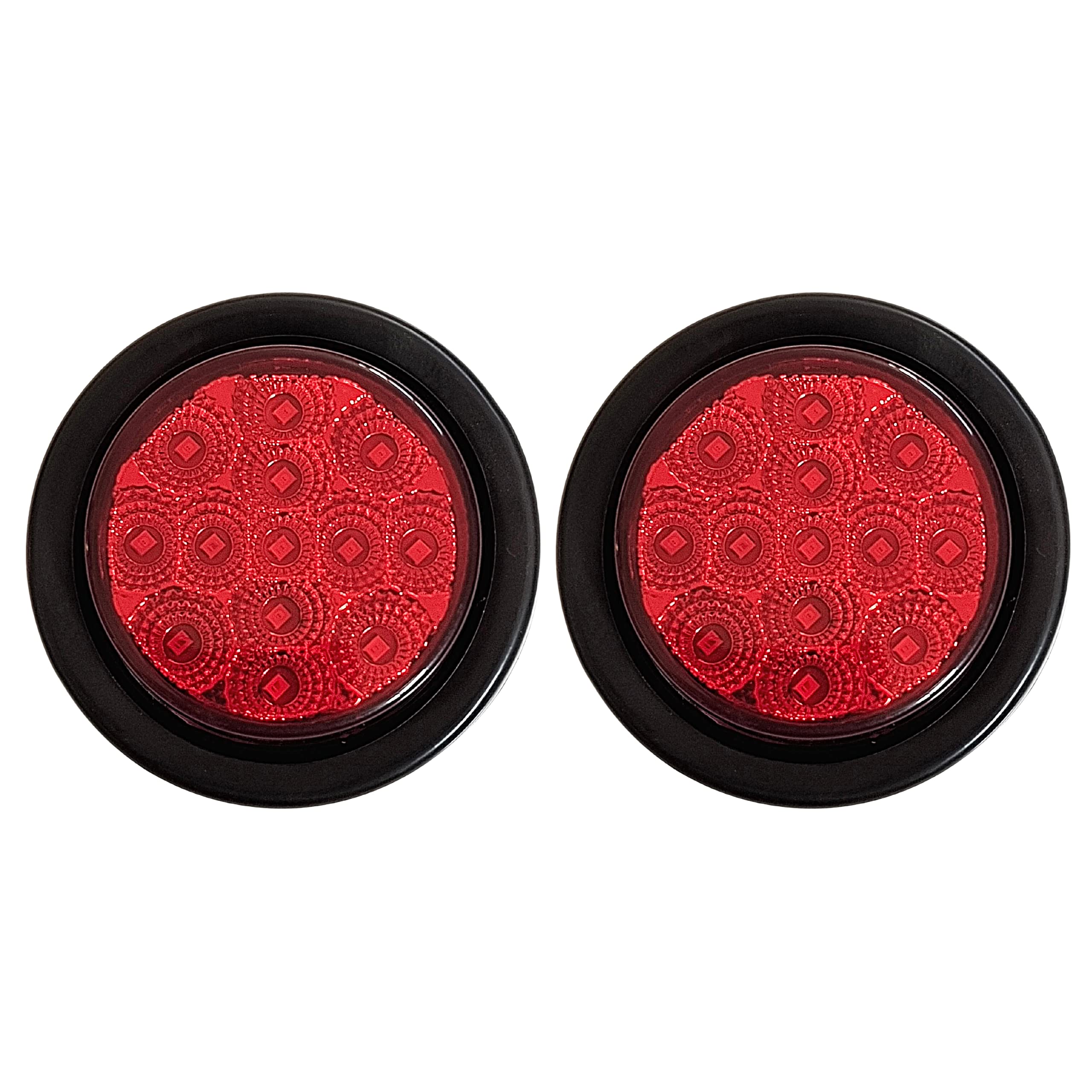 Amber/Red 2.5" Round Led Clearance Side Marker Lights Kit 13 LED Diodes Reflector Grommet Wire Pigtail Truck Utility Trailer RV UTV Tractor Flush Mount Waterproof 12V Sealed