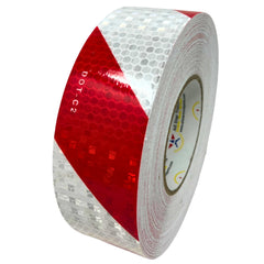 Red/White Diagonal Warning Reflective Tape DOT-C2 Conspiciuity Tape - Commercial ROLL - 2" inch x 150' FEET - Automobile Car Truck Boat Trailer Semi Construction Safety Industrial