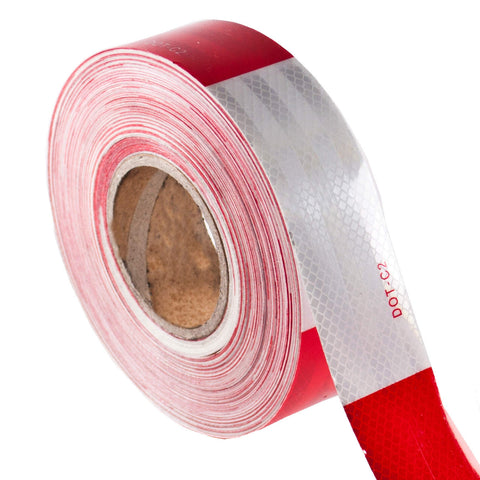 2"x150' roll DOT-C2 PREMIUM Reflective Safety Red and White Conspicuity Tape Truck Trailer Boat Horse Trailer Diamond Pattern LONG LASTING WATERPROOF MATERIAL, SUPER STRONG ADHESIVE! 6" Red 6" White