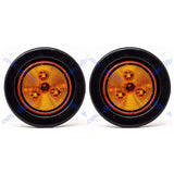 Red/Amber 2" Round Trailer 9 LED Clearance Side Marker Lights [DOT FMVSS 108] [SAE P2] [Reflector Lens] [Grommet+Plug] [Flush-Mount] [Waterproof IP67] Marker Clearance Lights Trailer Truck