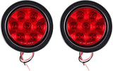 4" Inch 7 LED Round Stop/Backup/Reverse Truck Trailer Tail Light Kit w. Grommet & Pigtail